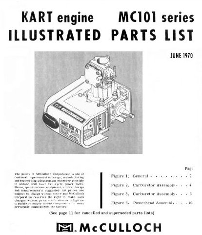 1968 McCULLOCH KART ENGINE MC 49-C ILLUSTRATED PARTS LIST MANUAL